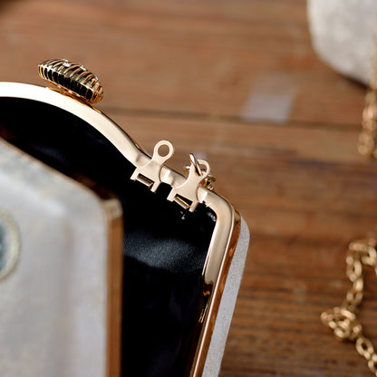 Ivory Embroidered Lotus & Butterfly Handbag – Elegance Woven in Tradition