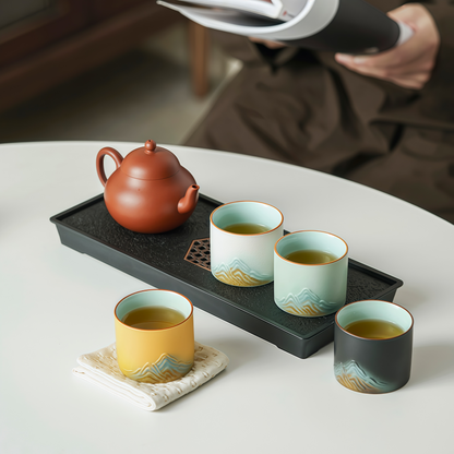 Jin Xiu Jiangshan Teacup Set｜Painted Peaks, Peaceful Hands