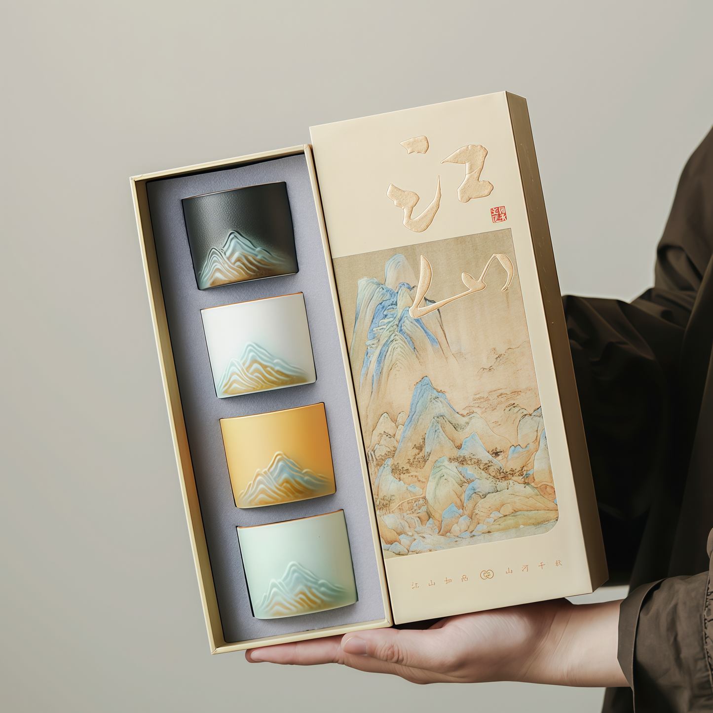 Jin Xiu Jiangshan Teacup Set｜Painted Peaks, Peaceful Hands