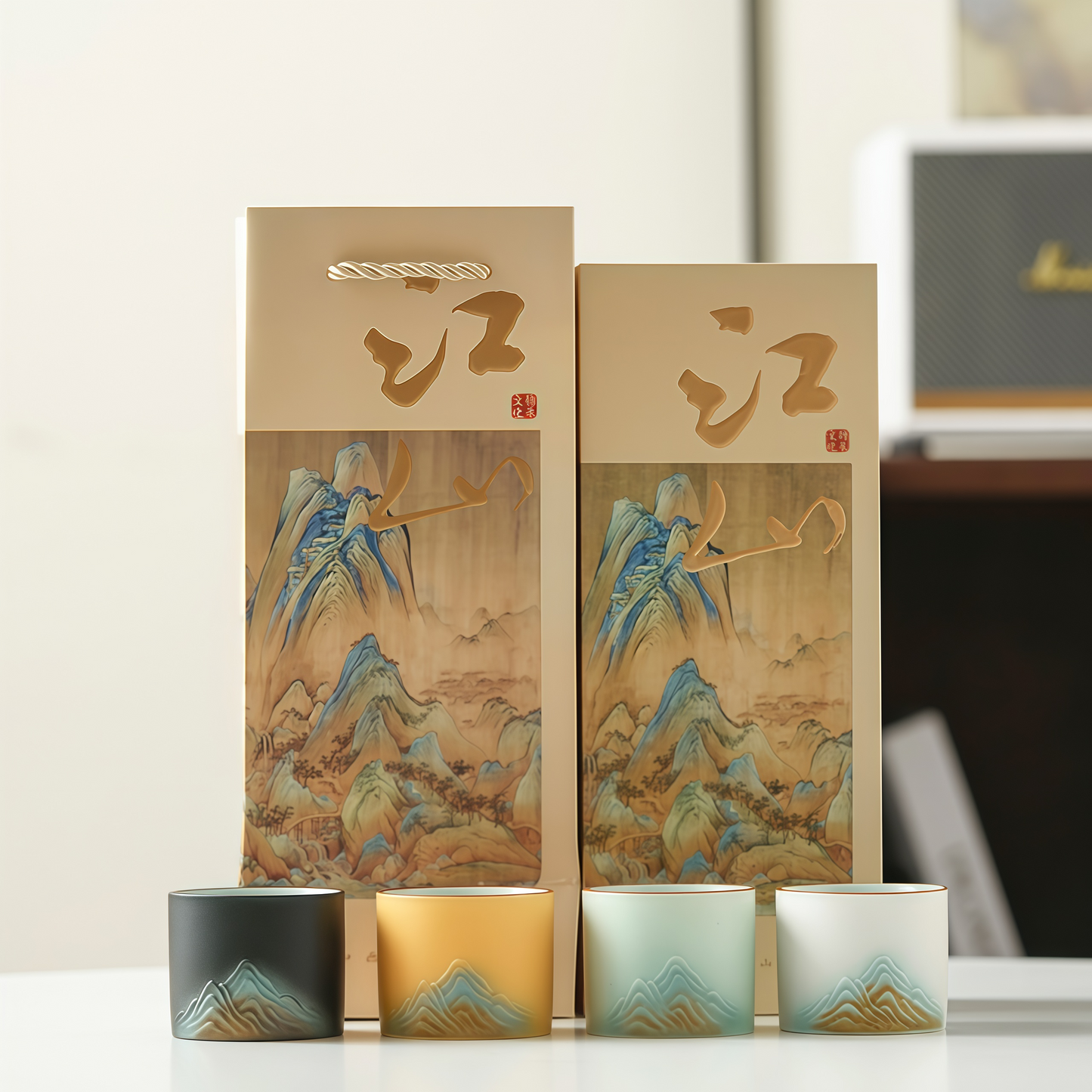 Jin Xiu Jiangshan Teacup Set｜Painted Peaks, Peaceful Hands
