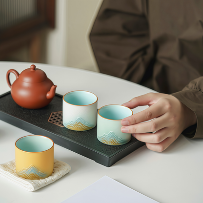 Jin Xiu Jiangshan Teacup Set｜Painted Peaks, Peaceful Hands