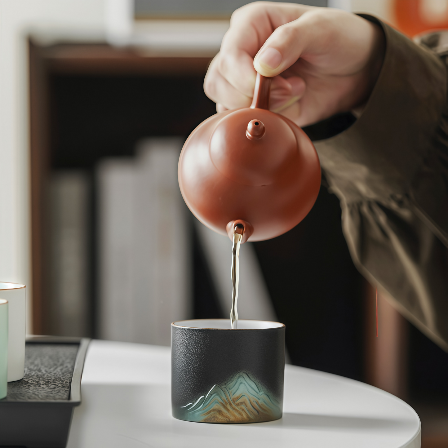 Jin Xiu Jiangshan Teacup Set｜Painted Peaks, Peaceful Hands