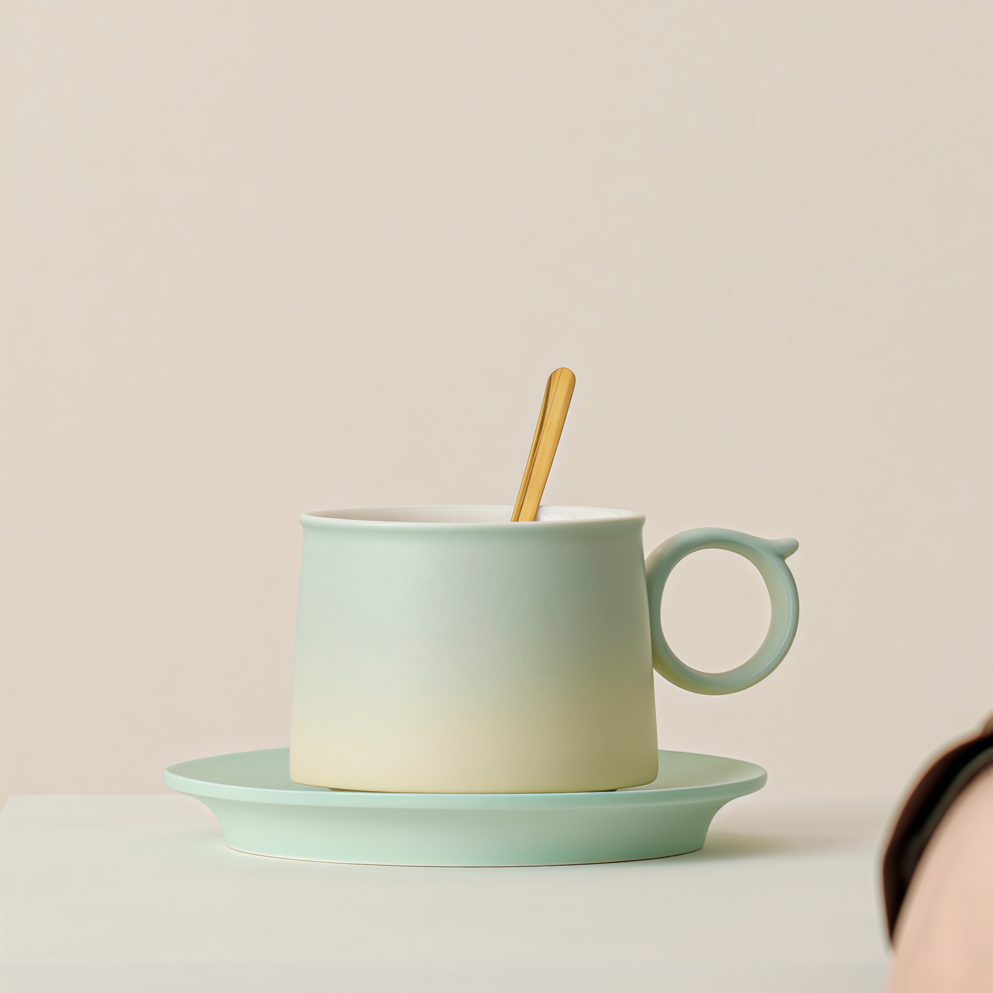 Gradient Pastel Coffee Cup | 250ml Ceramic Mug & Saucer Gift Set