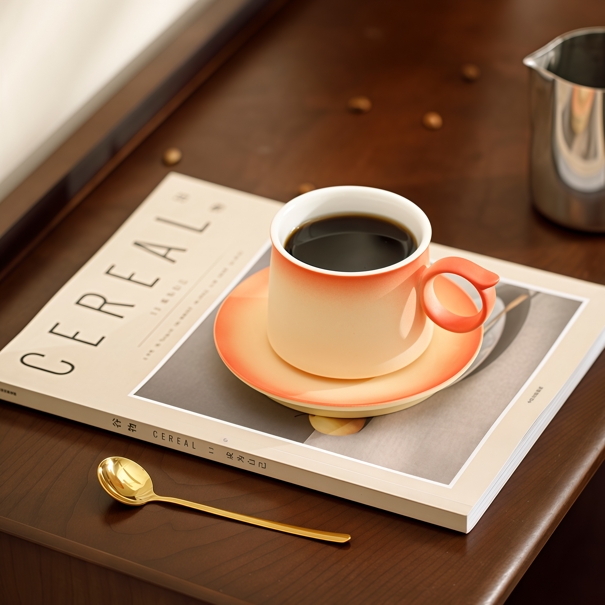 Gradient Pastel Coffee Cup | 250ml Ceramic Mug & Saucer Gift Set