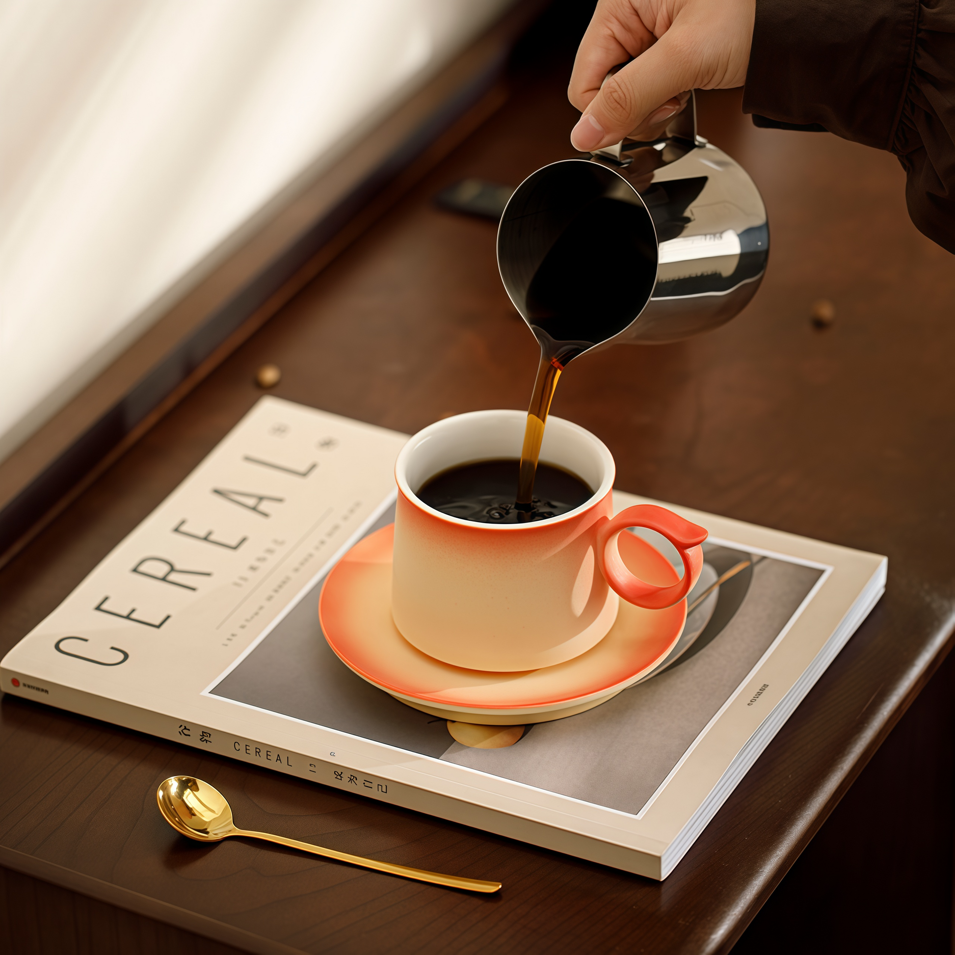 Gradient Pastel Coffee Cup | 250ml Ceramic Mug & Saucer Gift Set
