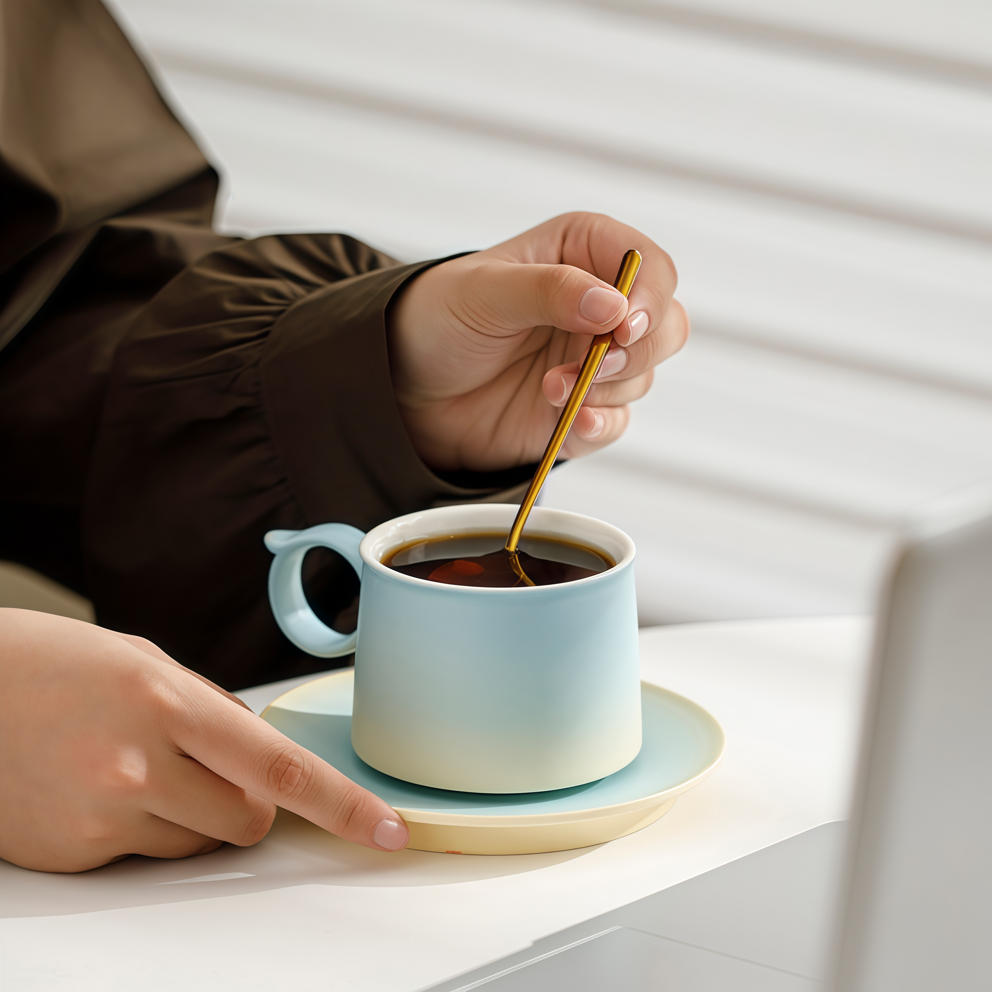 Gradient Pastel Coffee Cup | 250ml Ceramic Mug & Saucer Gift Set