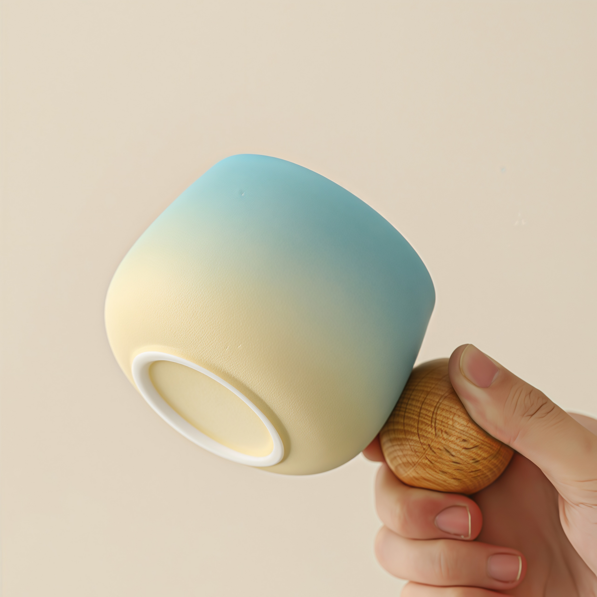 Gradient Colour Joy Coffee Cup | 250ml Ceramic Mug with Wooden Handle