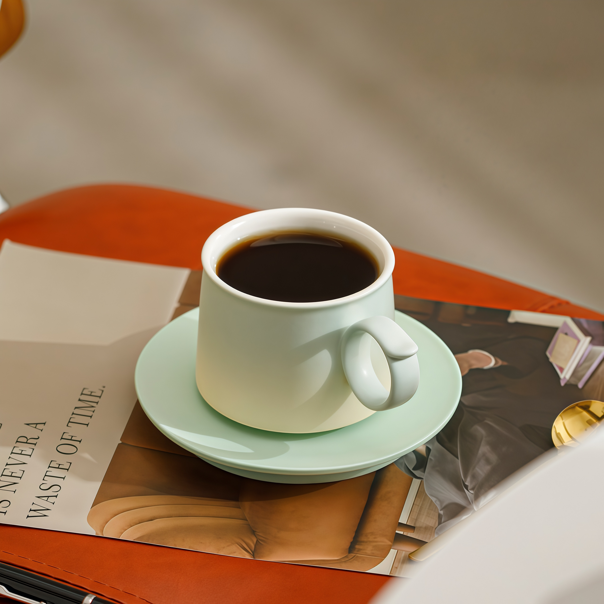 Gradient Pastel Coffee Cup | 250ml Ceramic Mug & Saucer Gift Set